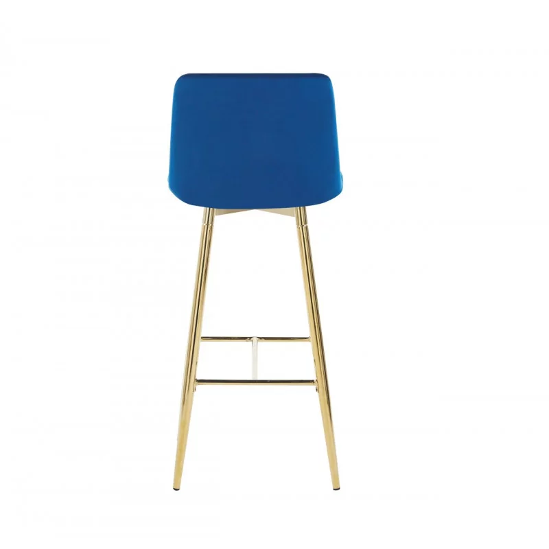 Tabouret de bar Victor en velours bleu royal – Pieds dorés | Golddeco