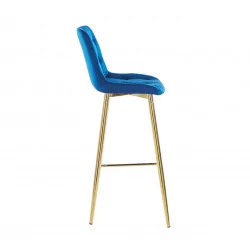 Tabouret de bar Victor en velours bleu royal – Pieds dorés | Golddeco
