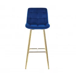 Tabouret de bar Victor en velours bleu royal – Pieds dorés | Golddeco