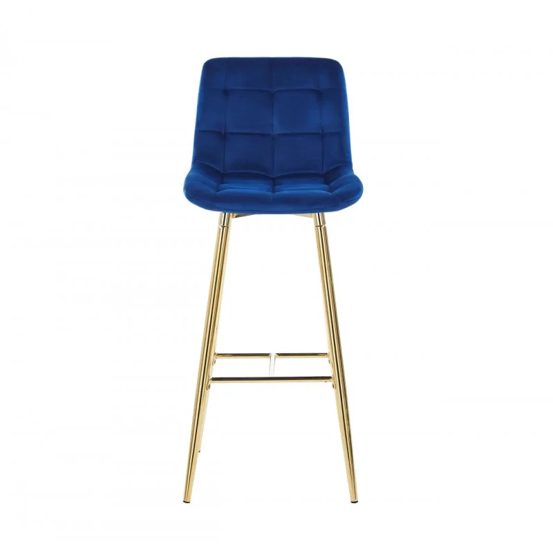 Tabouret de bar Victor en velours bleu royal – Pieds dorés | Golddeco