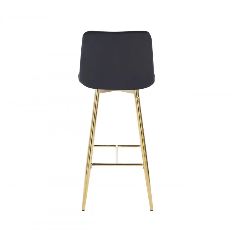 Tabouret de bar Victor en velours noir – Pieds dorés | Golddeco