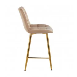 Tabouret de bar Victor en velours marron cappuccino – Pieds dorés | Golddeco