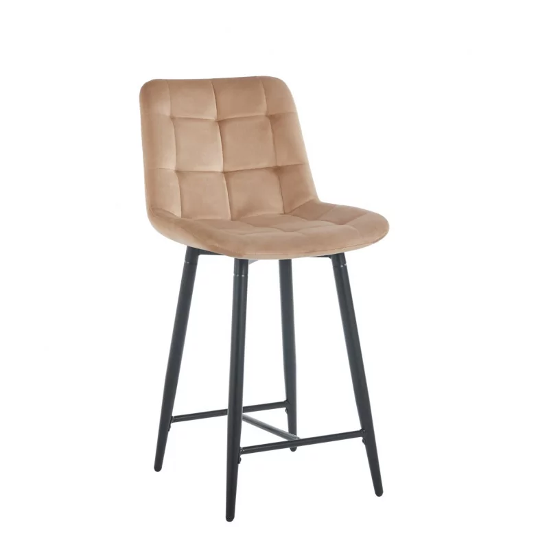 Tabouret Victor velours cappuccino – Élégance moderne