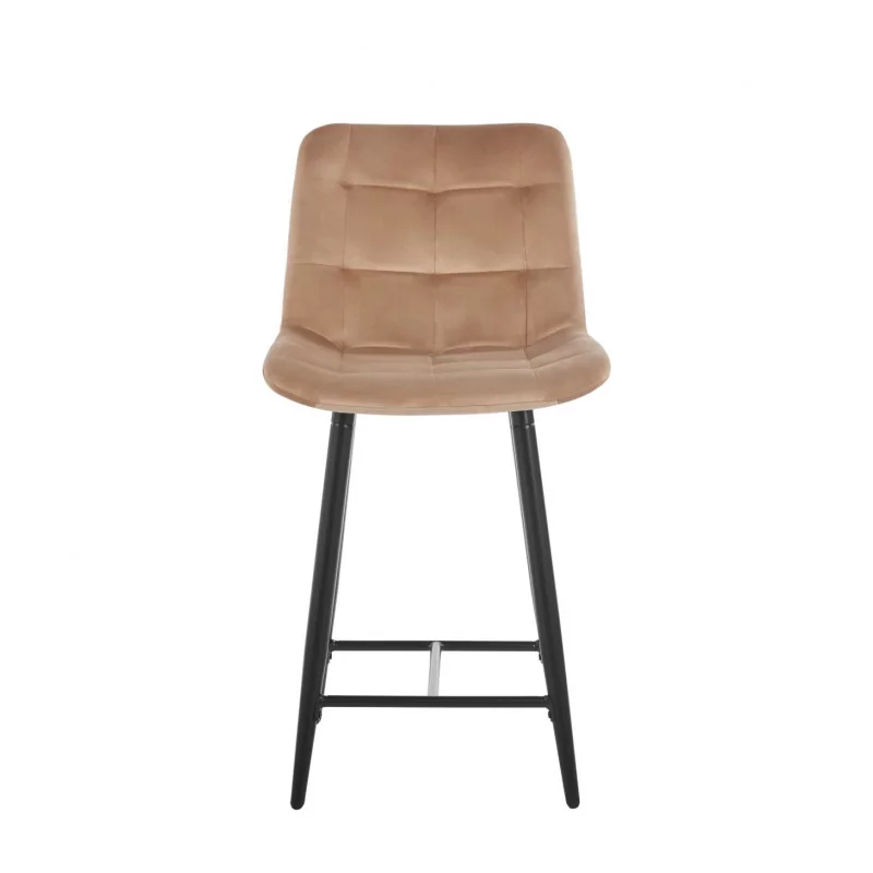 Tabouret Victor velours cappuccino – Élégance moderne