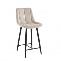 Tabouret Victor en velours beige – Structure dorée