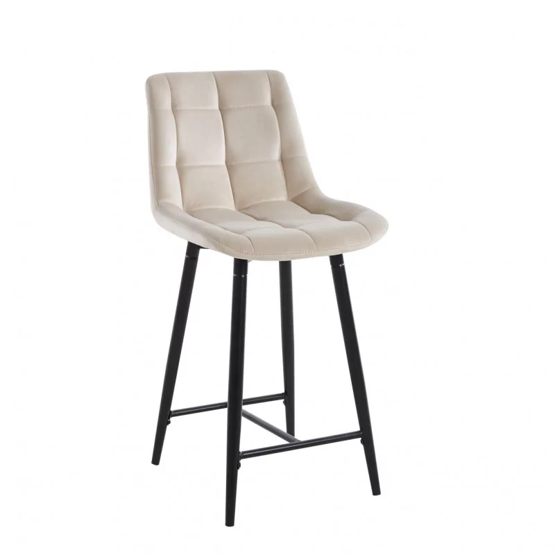 Tabouret Victor velours beige – Chic & structure dorée