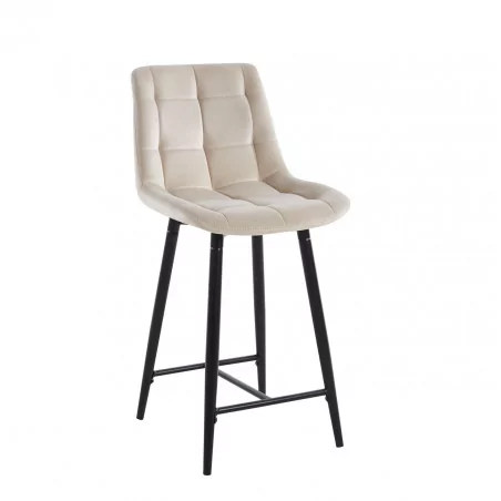 Tabouret Victor velours beige – Chic & structure dorée