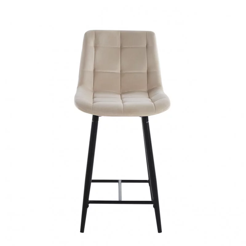 Tabouret Victor velours beige – Chic & structure dorée