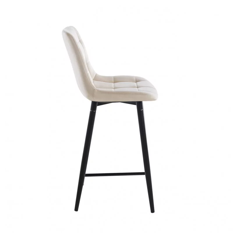 Tabouret Victor velours beige – Chic & structure dorée