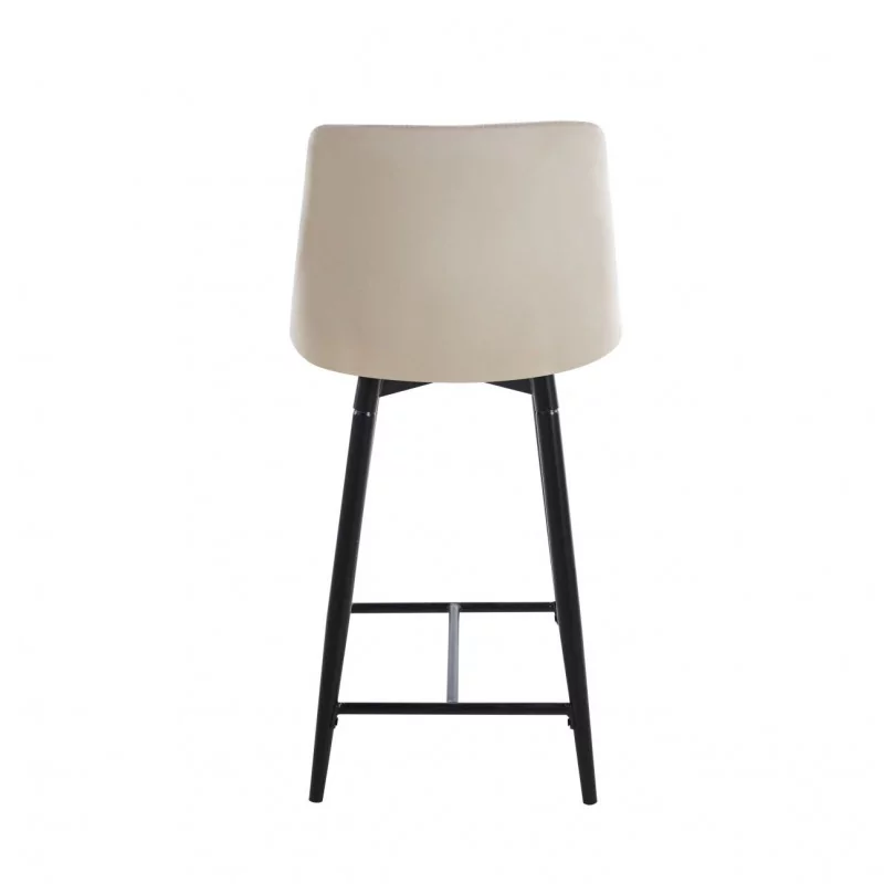 Tabouret Victor velours beige – Chic & structure dorée