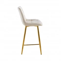 Tabouret Victor velours beige – Pieds dorés brillants