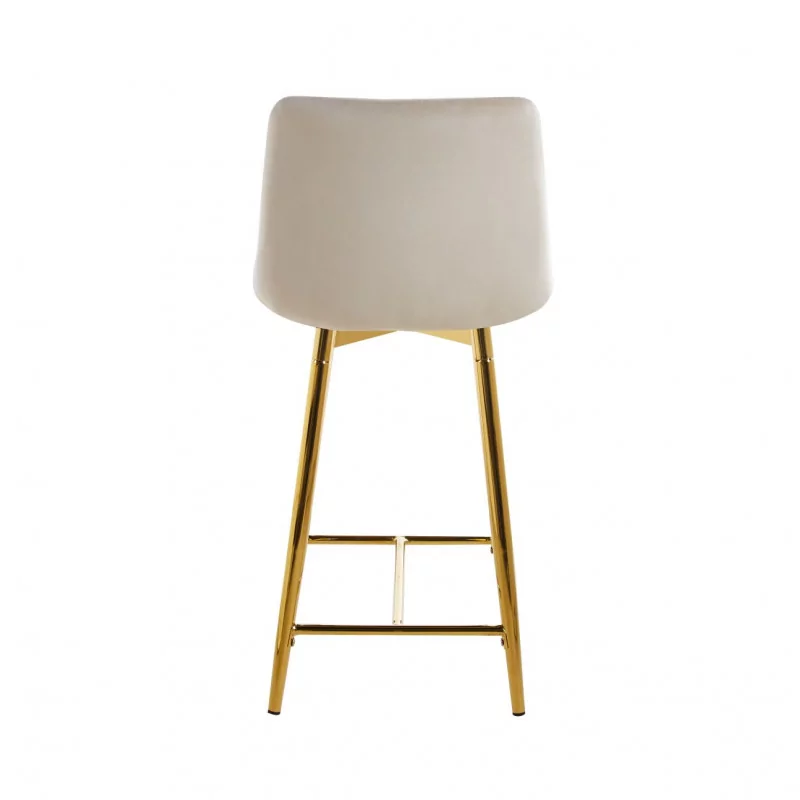Tabouret Victor velours beige – Pieds dorés brillants