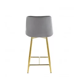 Tabouret Victor velours gris – Pieds dorés brillants