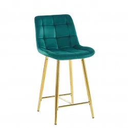 Tabouret Victor velours vert émeraude – Pieds dorés