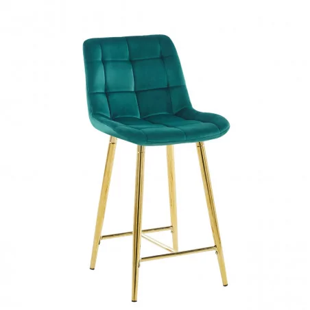 Tabouret Victor velours vert émeraude – Pieds dorés