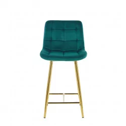 Tabouret Victor velours vert émeraude – Pieds dorés
