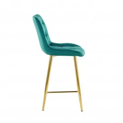 Tabouret Victor velours vert émeraude – Pieds dorés