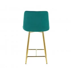 Tabouret Victor velours vert émeraude – Pieds dorés