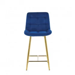 Tabouret Victor velours bleu royal – Pieds dorés