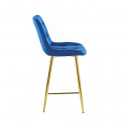 Tabouret Victor velours bleu royal – Pieds dorés