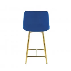Tabouret Victor velours bleu royal – Pieds dorés