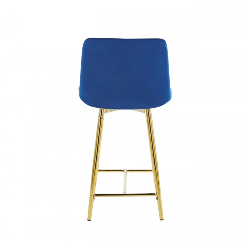 Tabouret Victor velours bleu royal – Pieds dorés