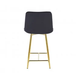 Tabouret Victor velours noir – Pieds dorés brillants