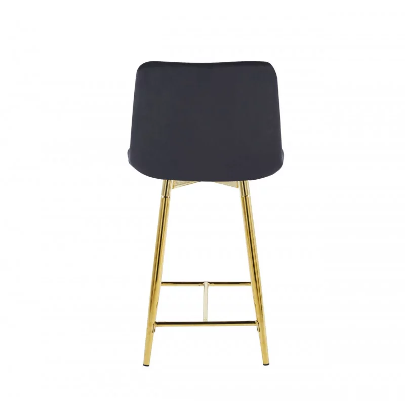 Tabouret Victor velours noir – Pieds dorés brillants