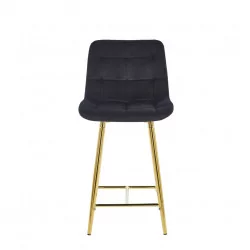 Tabouret Victor velours noir – Pieds dorés brillants