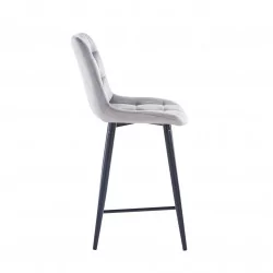 Tabouret Victor velours gris – Structure noire