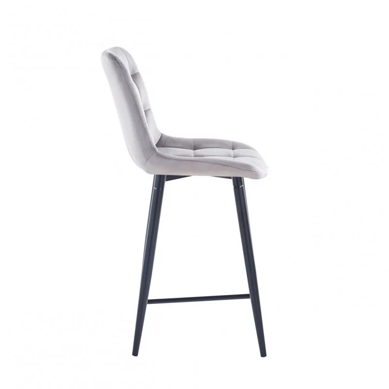 Tabouret Victor velours gris – Structure noire