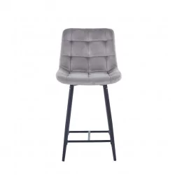Tabouret Victor velours gris – Structure noire