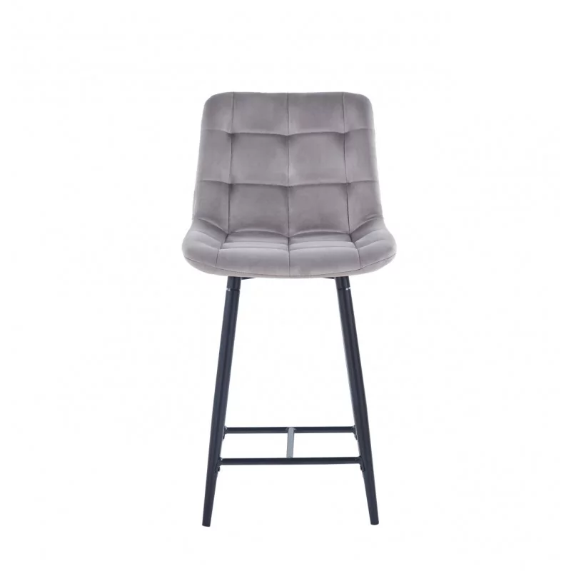 Tabouret Victor velours gris – Structure noire