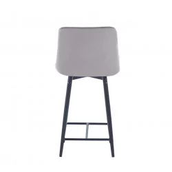 Tabouret Victor velours gris – Structure noire