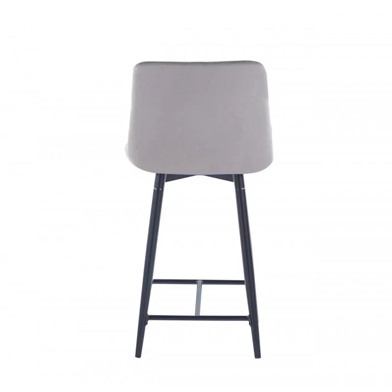 Tabouret Victor velours gris – Structure noire