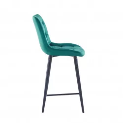 Tabouret Victor velours vert émeraude – Structure noire