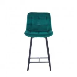 Tabouret Victor velours vert émeraude – Structure noire
