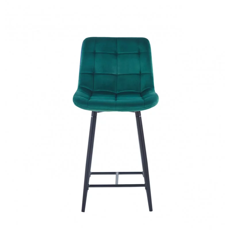 Tabouret Victor velours vert émeraude – Structure noire