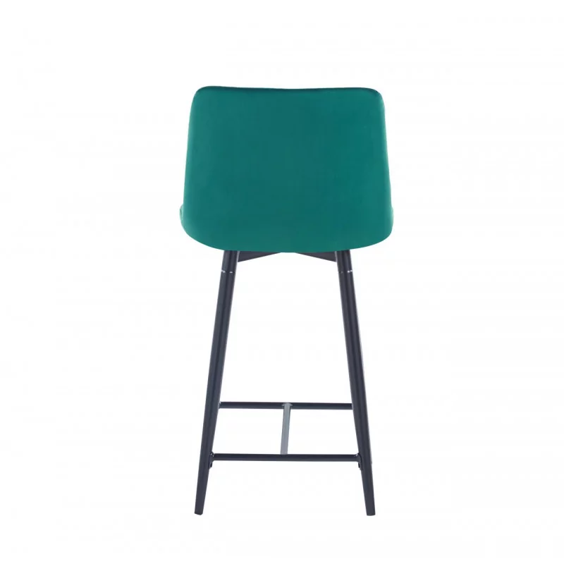 Tabouret Victor velours vert émeraude – Structure noire