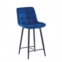 Tabouret Victor en velours bleu royal – Structure noire