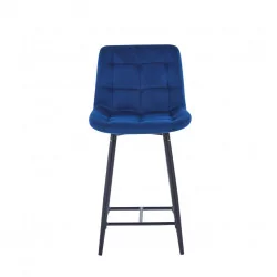 Tabouret Victor velours bleu royal – Structure noire