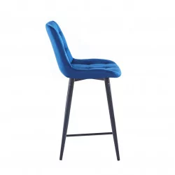 Tabouret Victor velours bleu royal – Structure noire