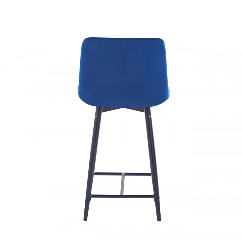 Tabouret Victor velours bleu royal – Structure noire