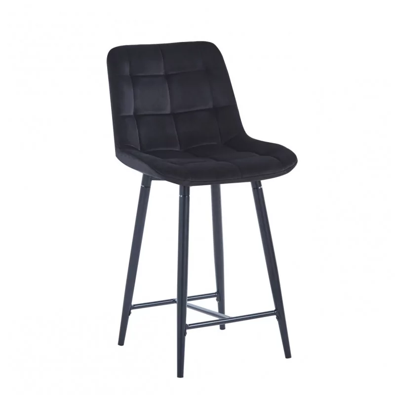 Tabouret Victor velours noir – Structure noire
