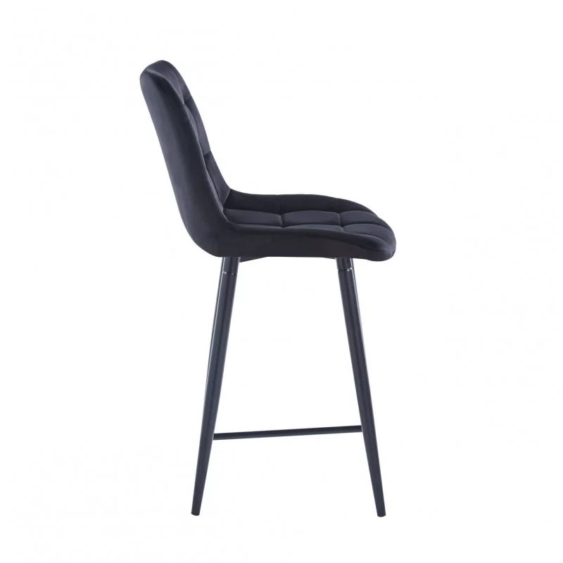 Tabouret Victor velours noir – Structure noire