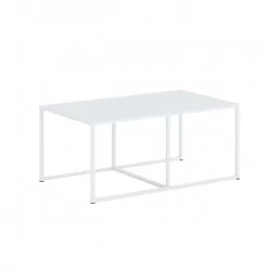 Table Basse Rectangulaire Blanc Mat – Structure Métal – 102×67 cm