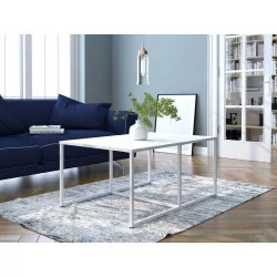 Table basse blanche rectangulaire – Design minimaliste Golddeco