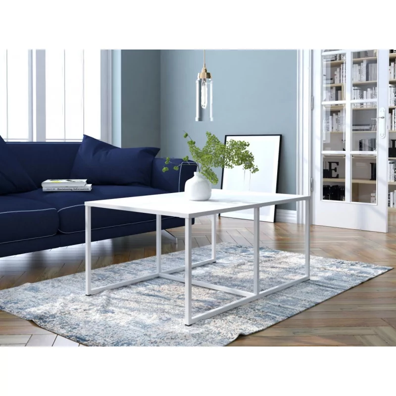 Table basse blanche rectangulaire – Design minimaliste Golddeco