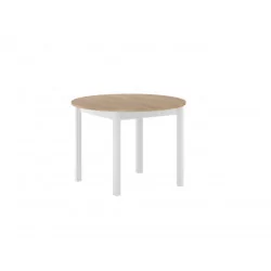Table ronde extensible Livia – Aspect chêne doré & blanc scandinave Golddeco