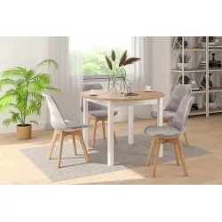 Table Livia – Chêne doré & blanc scandinave extensible